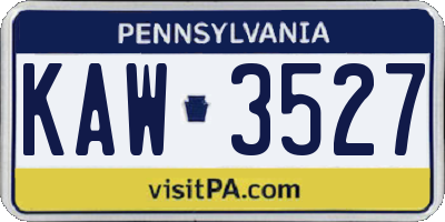 PA license plate KAW3527