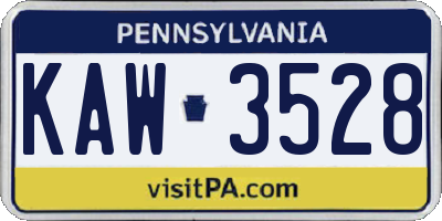 PA license plate KAW3528