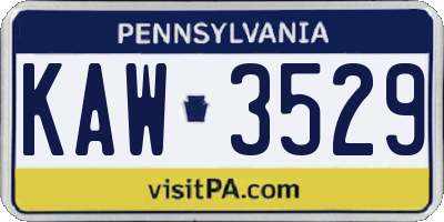 PA license plate KAW3529