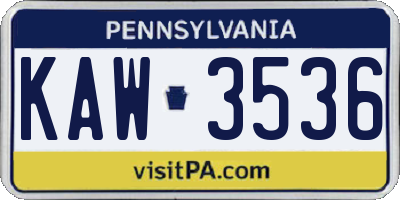PA license plate KAW3536