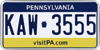 PA license plate KAW3555