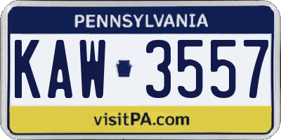 PA license plate KAW3557