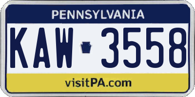 PA license plate KAW3558