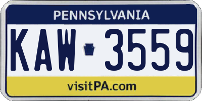 PA license plate KAW3559