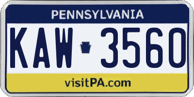 PA license plate KAW3560
