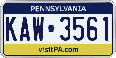 PA license plate KAW3561
