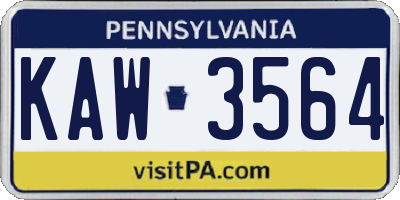 PA license plate KAW3564