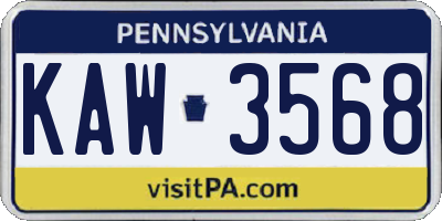 PA license plate KAW3568