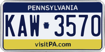 PA license plate KAW3570