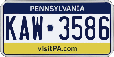 PA license plate KAW3586
