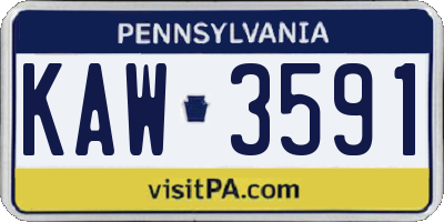 PA license plate KAW3591
