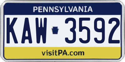 PA license plate KAW3592
