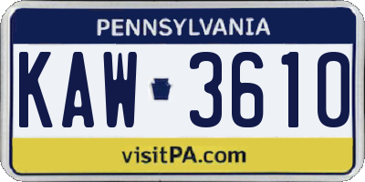 PA license plate KAW3610
