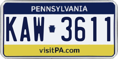 PA license plate KAW3611