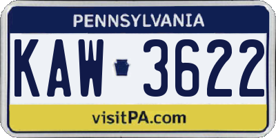 PA license plate KAW3622