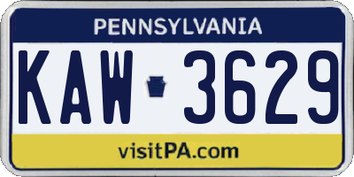 PA license plate KAW3629