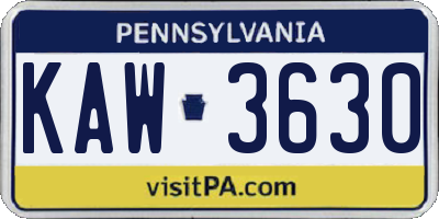 PA license plate KAW3630