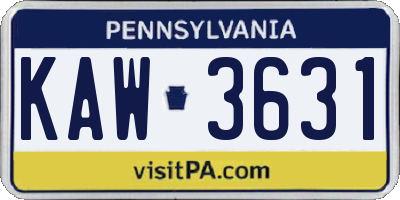 PA license plate KAW3631