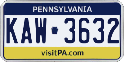 PA license plate KAW3632