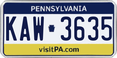 PA license plate KAW3635