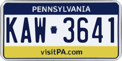 PA license plate KAW3641