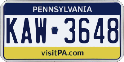PA license plate KAW3648