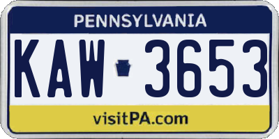 PA license plate KAW3653