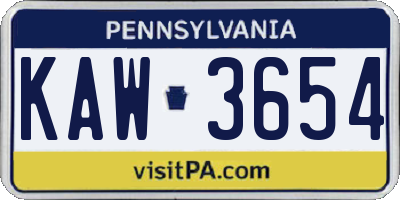 PA license plate KAW3654
