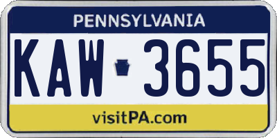 PA license plate KAW3655