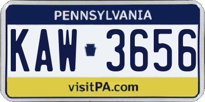 PA license plate KAW3656