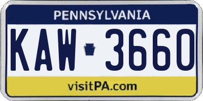 PA license plate KAW3660