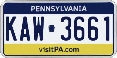 PA license plate KAW3661