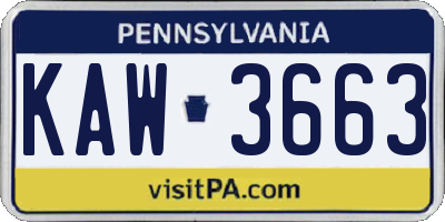 PA license plate KAW3663