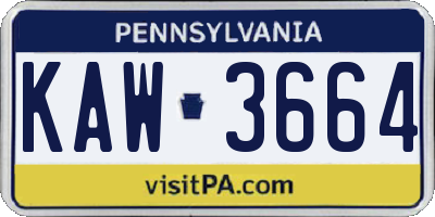 PA license plate KAW3664