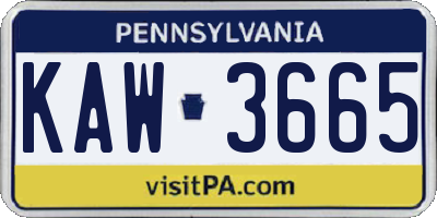 PA license plate KAW3665