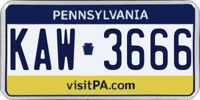 PA license plate KAW3666