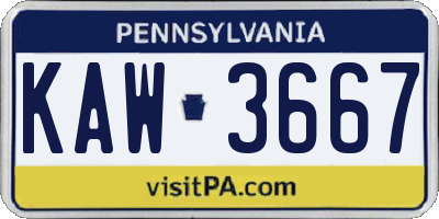 PA license plate KAW3667