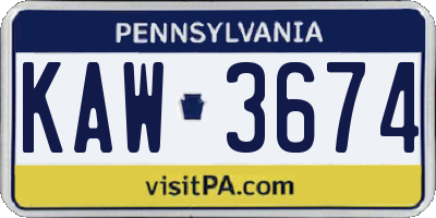 PA license plate KAW3674