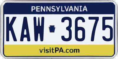 PA license plate KAW3675