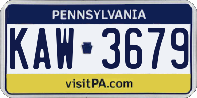 PA license plate KAW3679