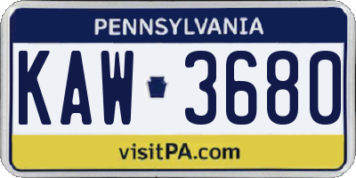 PA license plate KAW3680