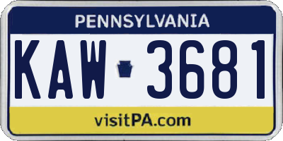 PA license plate KAW3681
