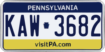 PA license plate KAW3682