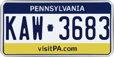 PA license plate KAW3683