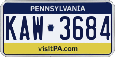 PA license plate KAW3684