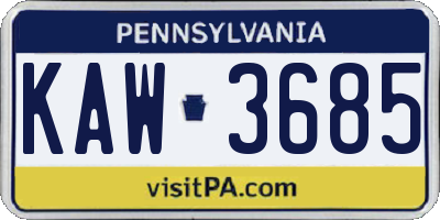 PA license plate KAW3685