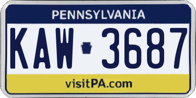 PA license plate KAW3687