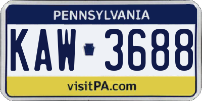 PA license plate KAW3688