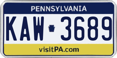 PA license plate KAW3689