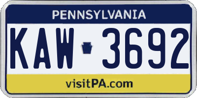 PA license plate KAW3692